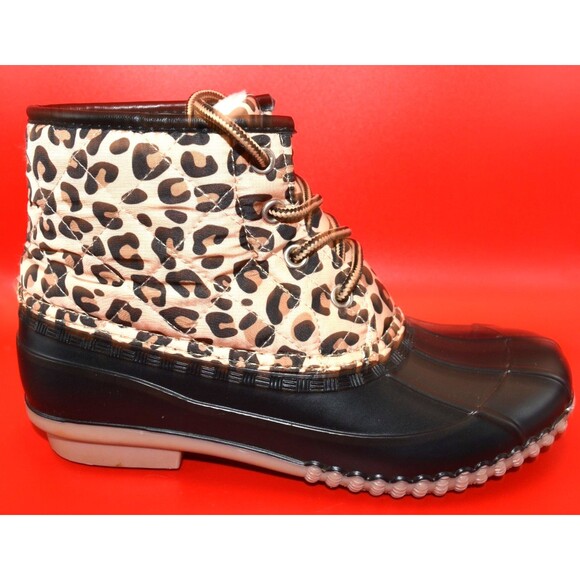 Magellan Outdoors Youth Duck Boots Size 6 Leopard Print Waterproof Winter Rain - Picture 4 of 10
